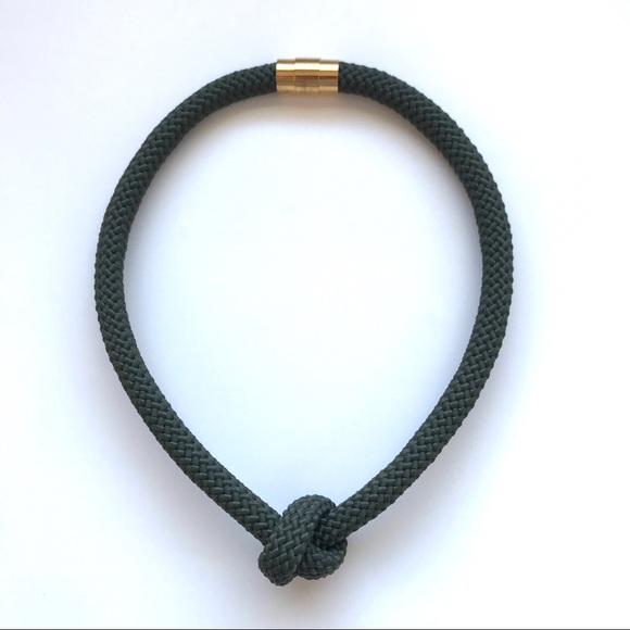 Olive green rope necklace multiple ways to wear it - Picture 6 of 11